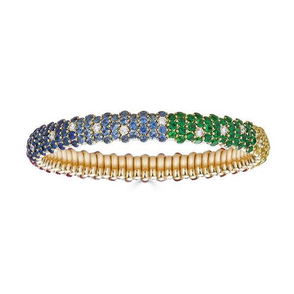 18K Multicolor Sapphire & Diamond Expandable Bracelet